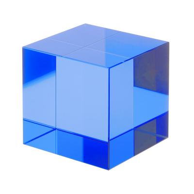 Glass cube light blue MSCL 1, MSCL 2