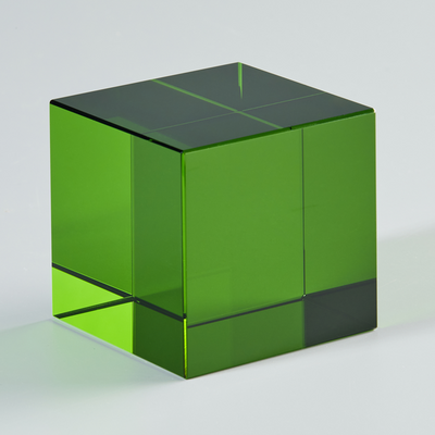 Glass cube green MSCL 1, MSCL 2