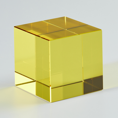 Glass cube yellow MSCL 1, MSCL 2