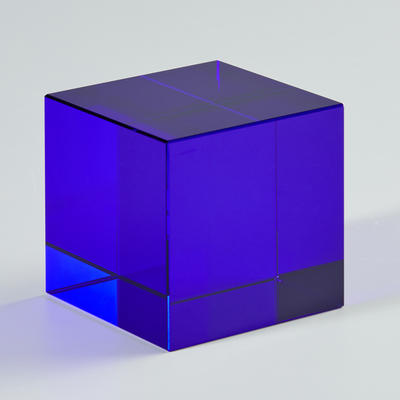 Glass cube blue MSCL 1, MSCL 2